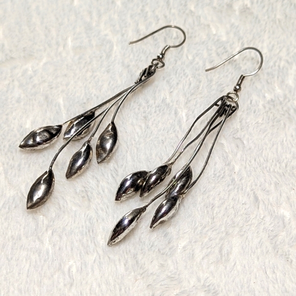 Vintage Sterling Silver Long Dangle Earrings - Picture 8 of 8